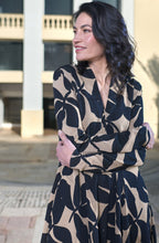 Tan and Black Honore Cocoon Dress