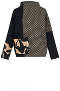 Tan and Black Mirabelle Funnel Neck Top