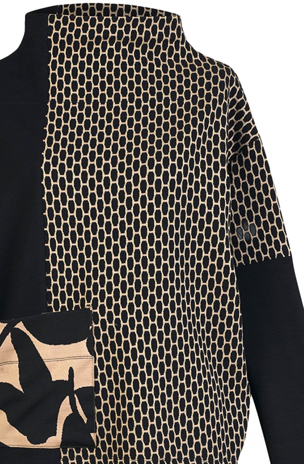 Tan and Black Mirabelle Funnel Neck Top