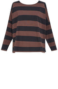 Urban Black and Brown Striped Side Split Top