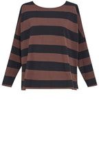Urban Black and Brown Striped Side Split Top