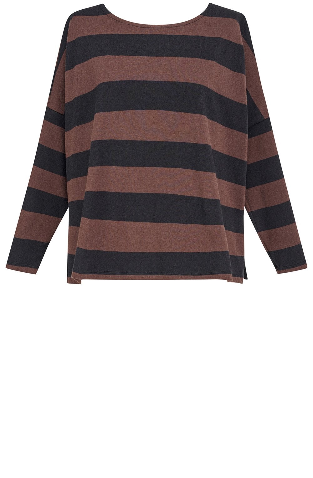 Urban Black and Brown Striped Side Split Top