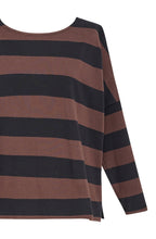 Urban Black and Brown Striped Side Split Top