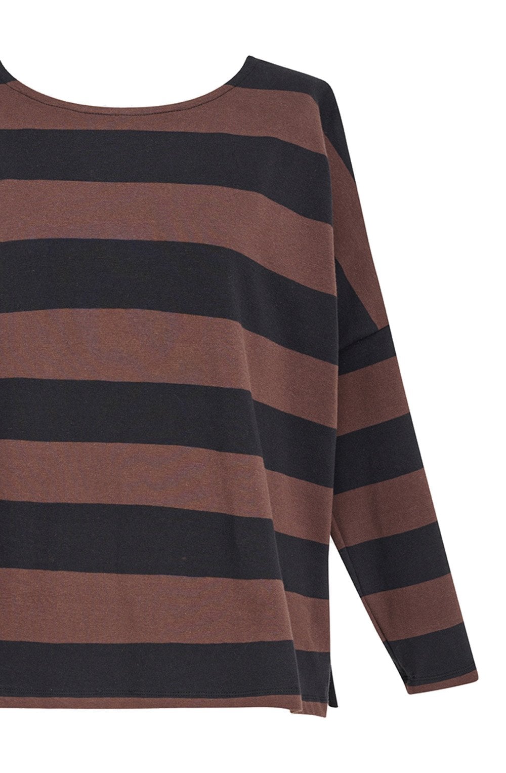 Urban Black and Brown Striped Side Split Top