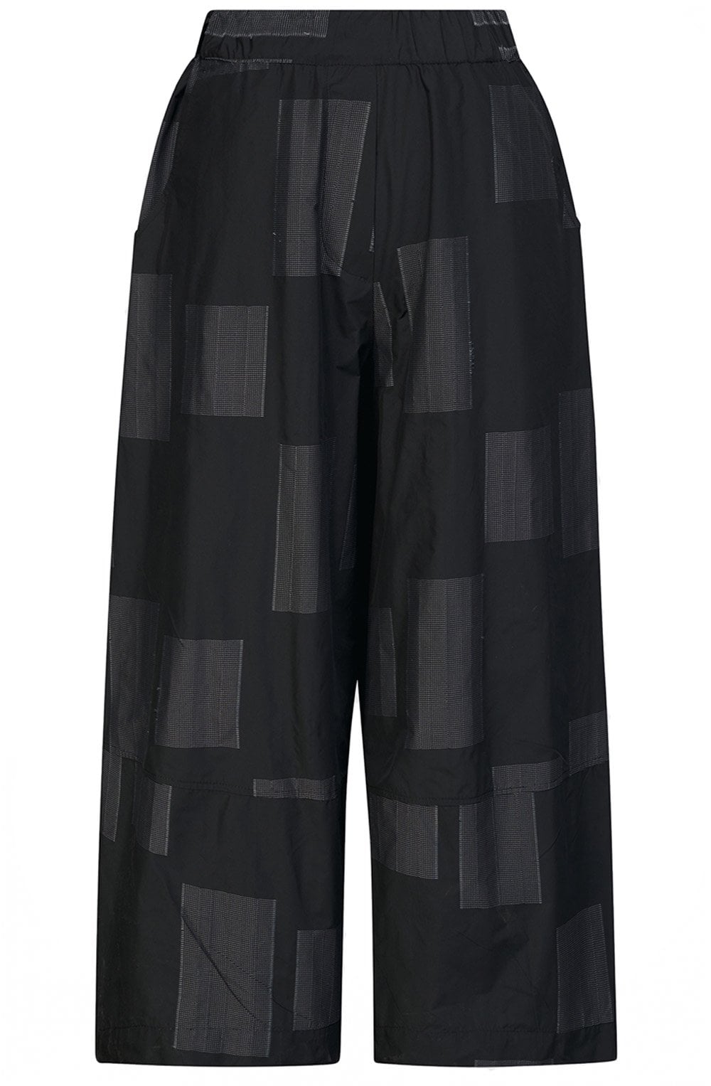Urban Black and Grey Embroidered Wide Leg Cullottes