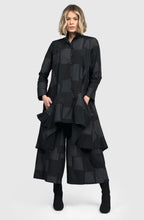 Urban Black and Grey Embroidered Wide Leg Cullottes