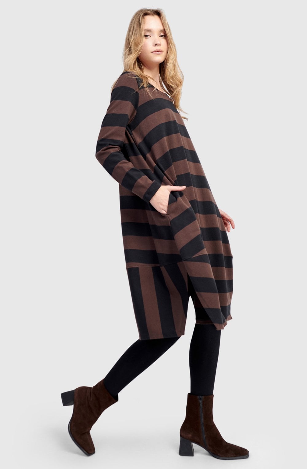 Urban Moxy Brown and Black Cocoon Dress