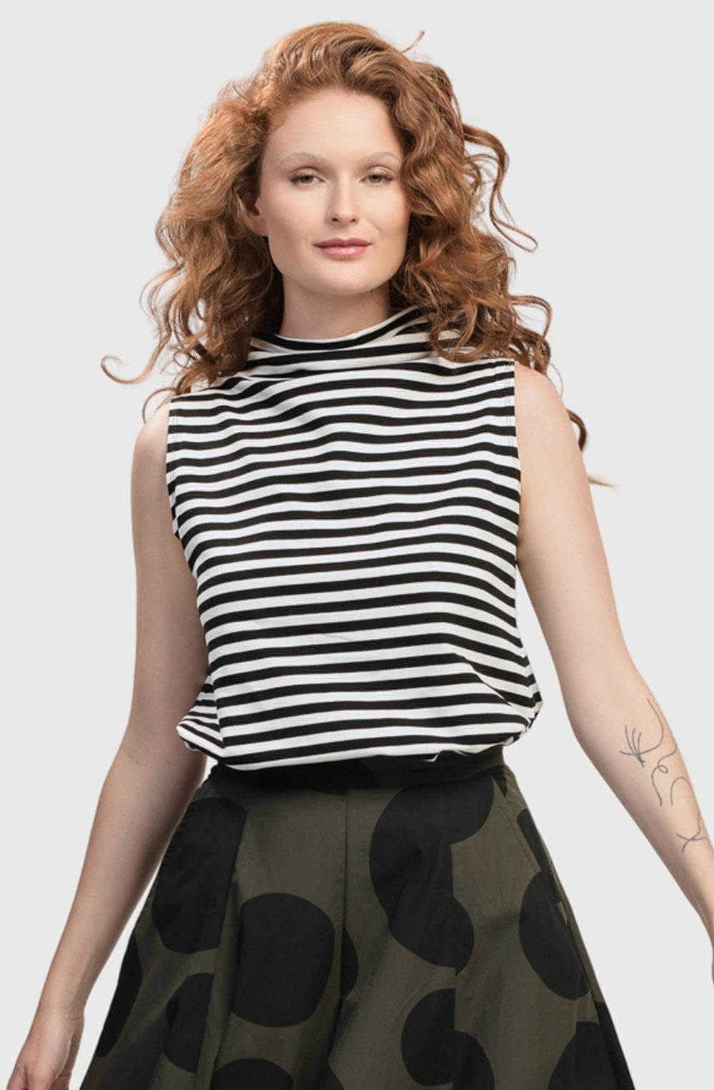 Urban Stripes Sleeveless Mockneck Top