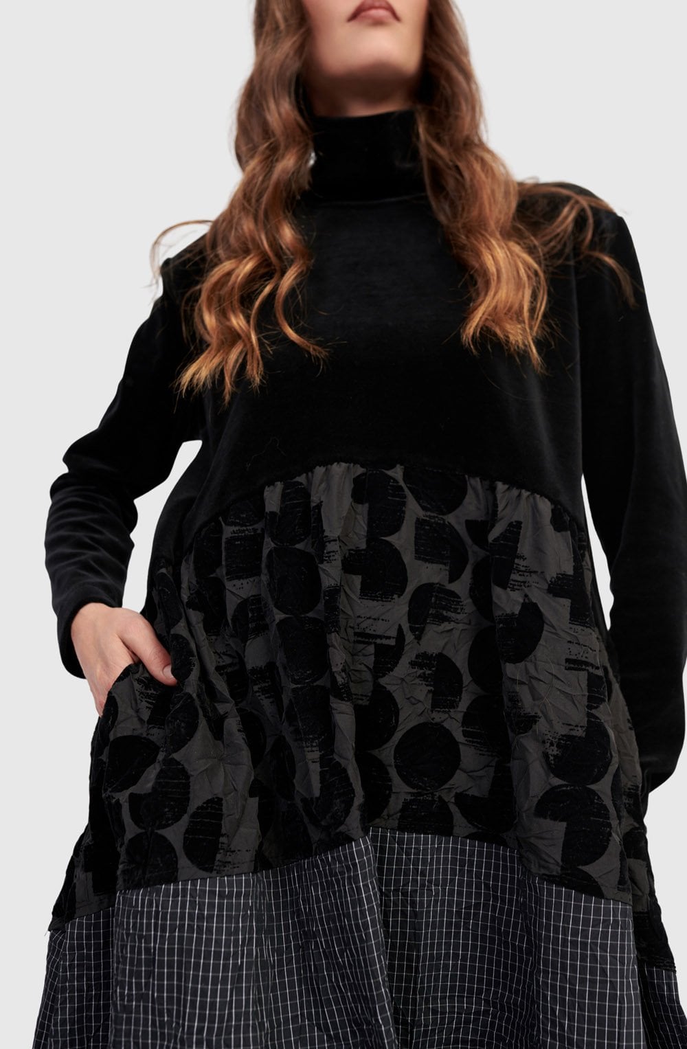 Vanta Black Mix Cocoon Dress