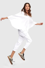 White Abstract Hemline Trapeze Top