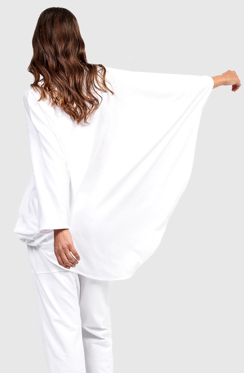 White Abstract Hemline Trapeze Top
