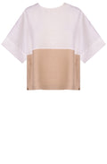 White and Beige Linen Mix Top