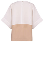 White and Beige Linen Mix Top