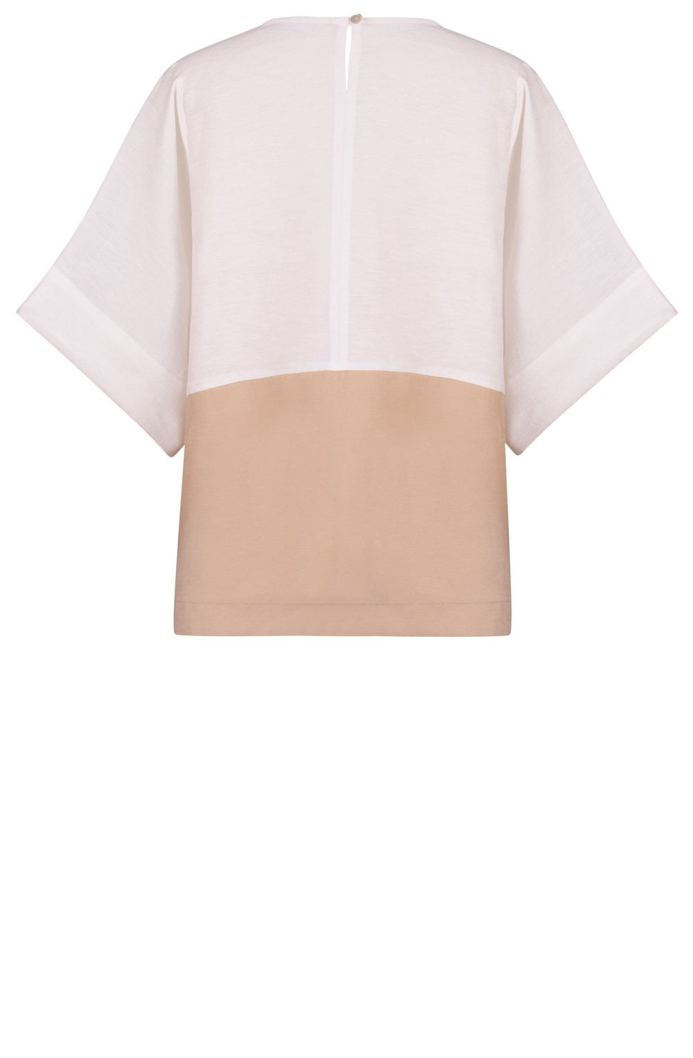 White and Beige Linen Mix Top
