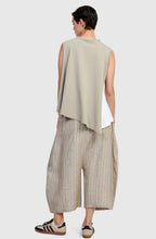 White and Sage Abstract Hem Vest Top