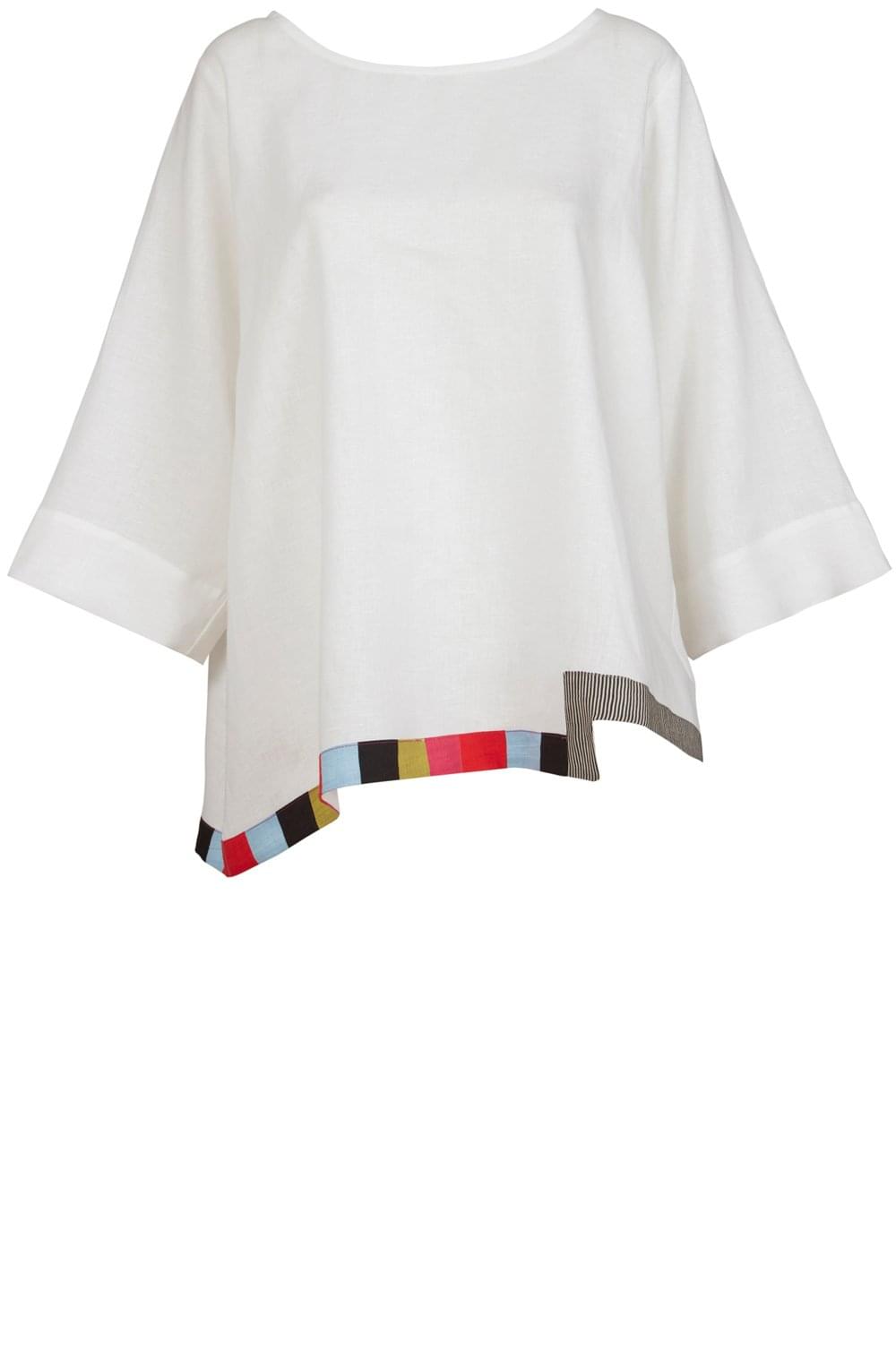 White Linen Colour Trim Top