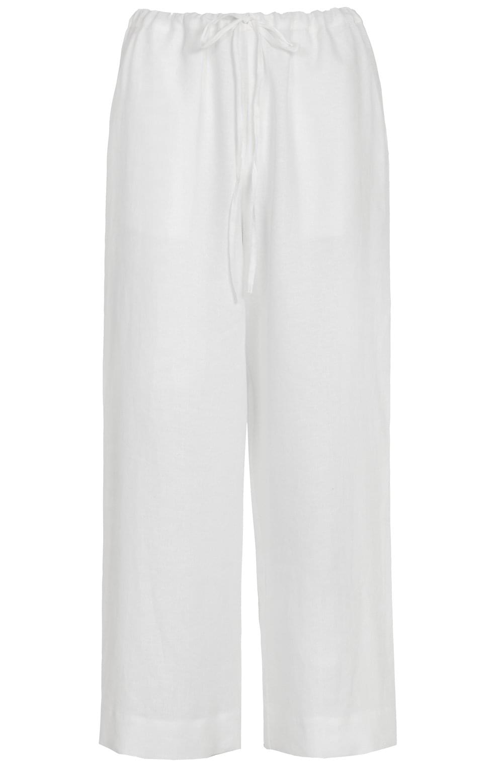White Linen Wide Leg Culottes