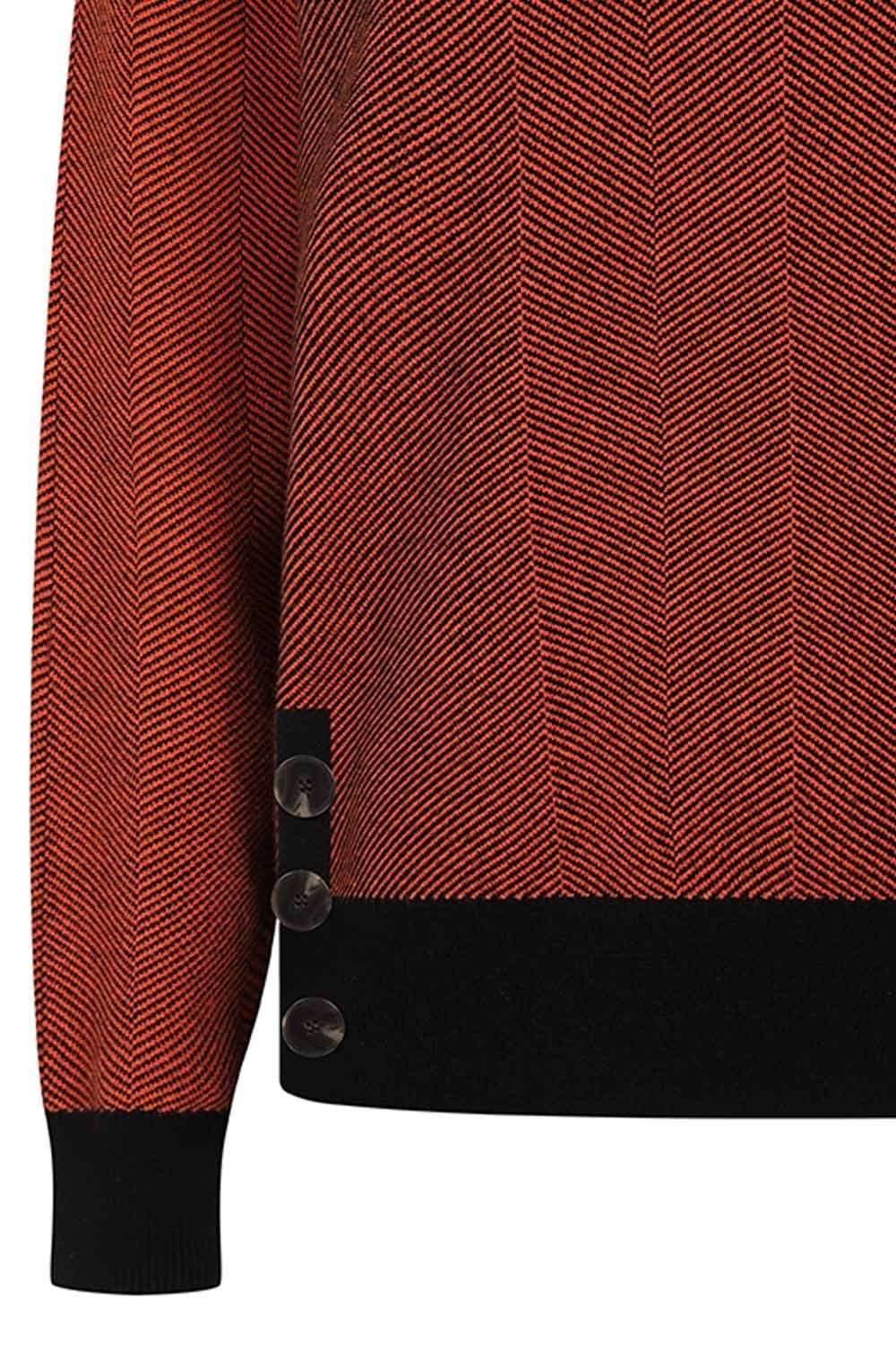 Black and Flame Herringbone Padstow Jumper