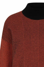 Black and Flame Herringbone Padstow Jumper