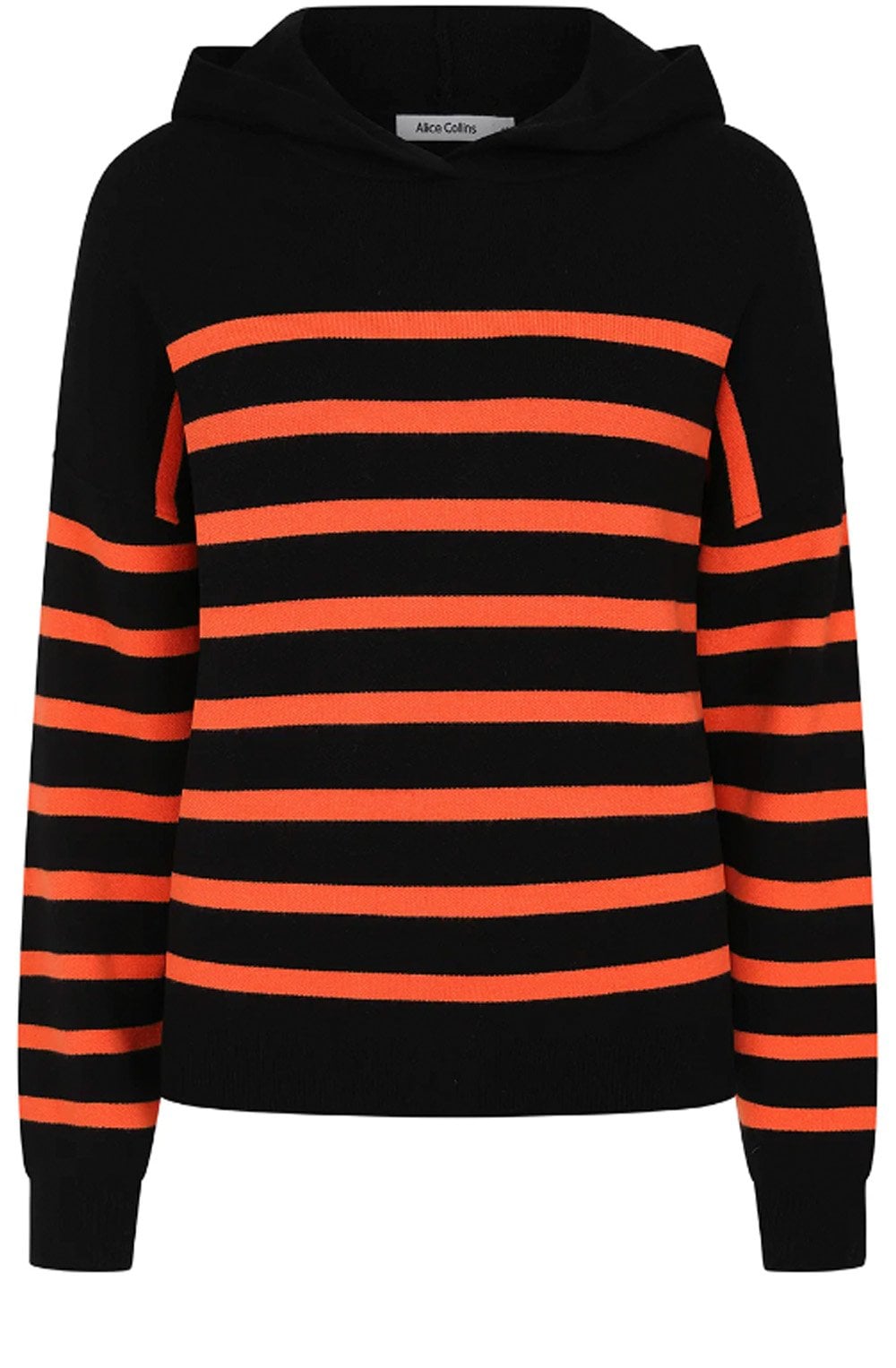 Black and Flame Padstow Hooded Pullover