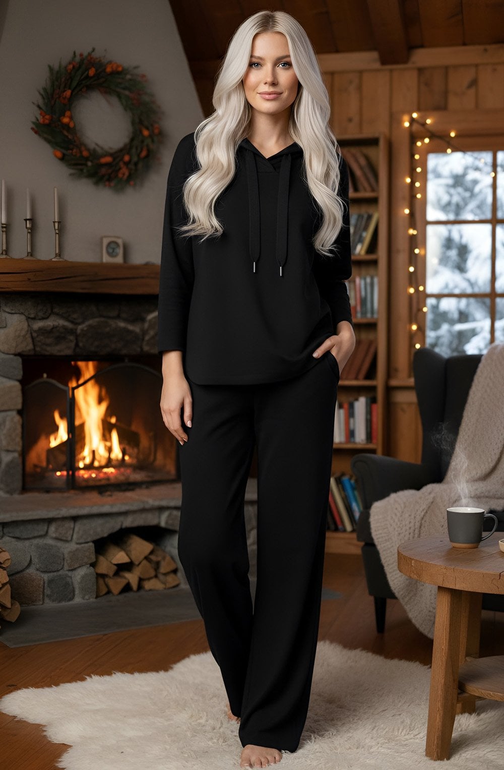 Black Luxury Jersey Wide Leg Stella Trousers