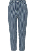 Cassie Blue and White Striped Crop Jeans