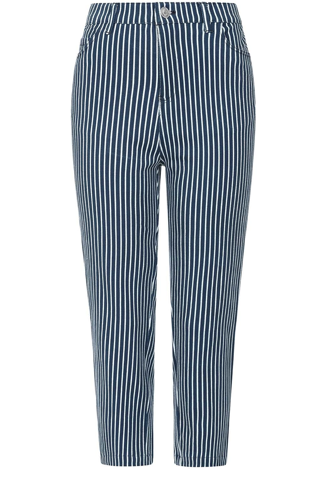Cassie Blue and White Striped Crop Jeans