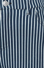 Cassie Blue and White Striped Crop Jeans