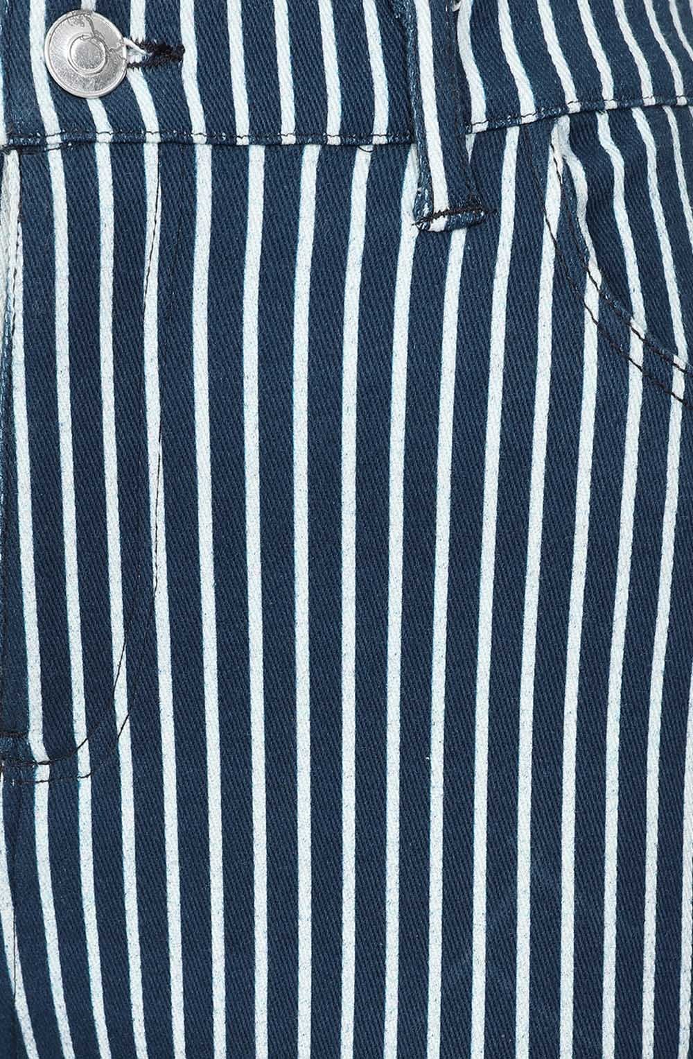 Cassie Blue and White Striped Crop Jeans