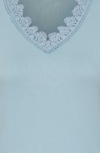 Chalk Blue Fern Lace Trim Top