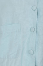 Chalk Blue Linen Mix Button V Neck Top