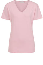 Chalk Pink and White Pinstripe T Shirt