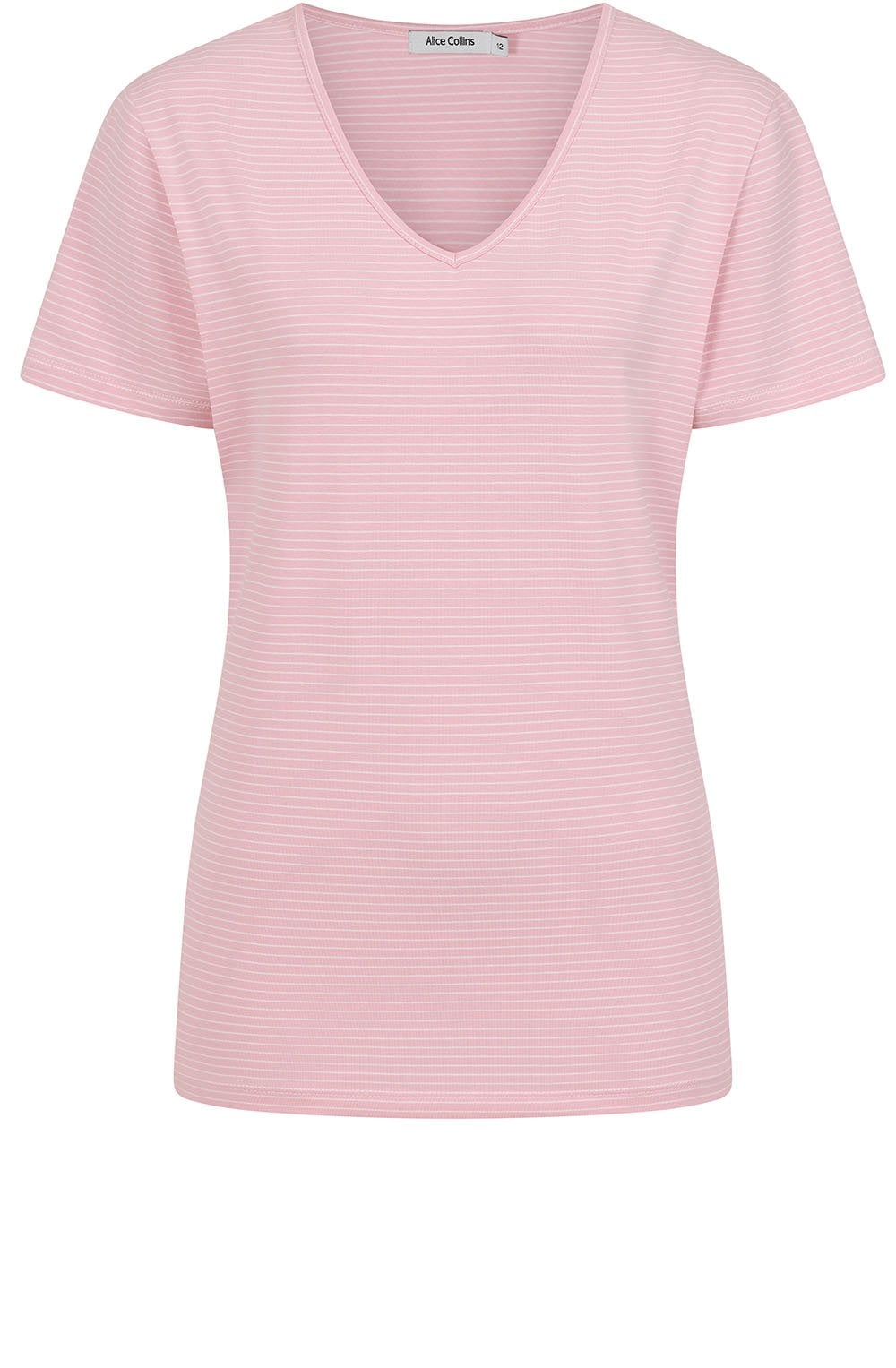 Chalk Pink and White Pinstripe T Shirt