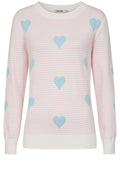 Chalk Pink Stripes and Dusky Blue Hearts Lola Jumper