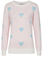 Chalk Pink Stripes and Dusky Blue Hearts Lola Jumper