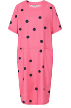 Dana Hot Pink and Midnight Blue Dot Dress