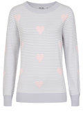 Dusky Grey Stripes and Chalk Pink Hearts Lola Jumper