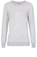 Dusky Grey Stripes and Chalk Pink Hearts Lola Jumper