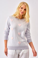 Dusky Grey Stripes and Chalk Pink Hearts Lola Jumper
