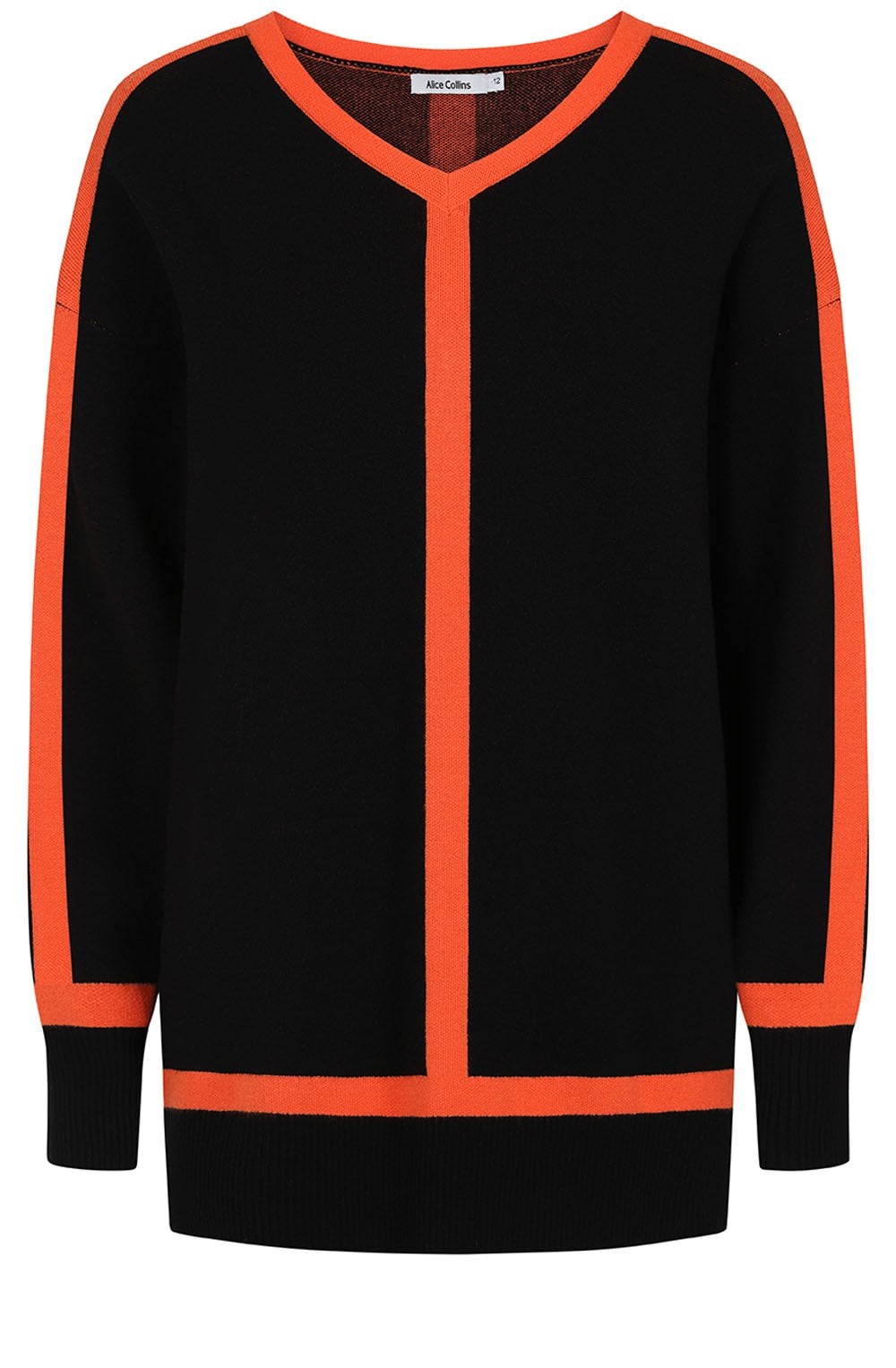 Flame Striped Black Poppy Pullover