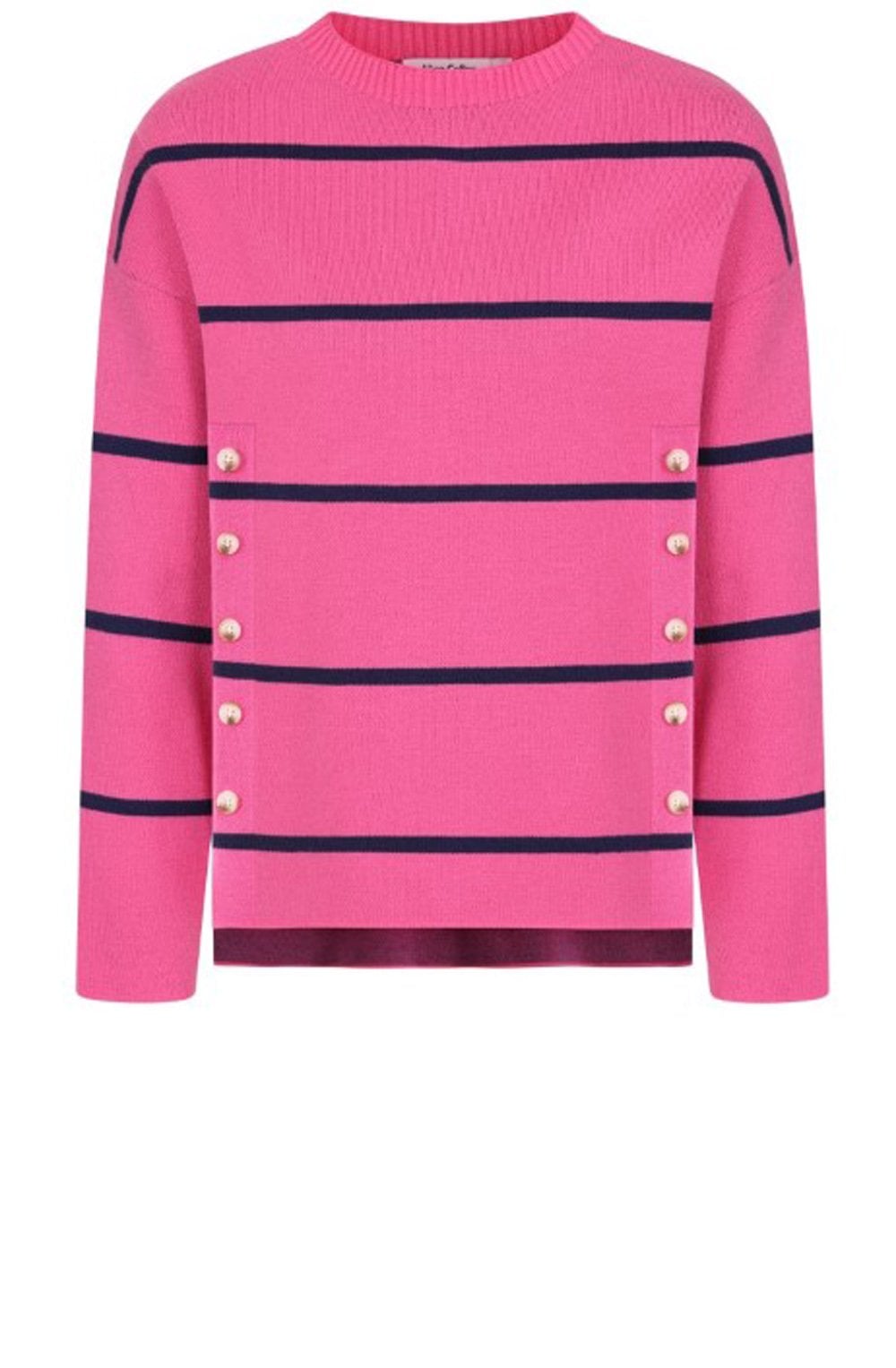 Fuchsia and Navy Button Side Karlie Pullover