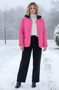 Fuchsia Removable Hood Quilted Alena Jacket