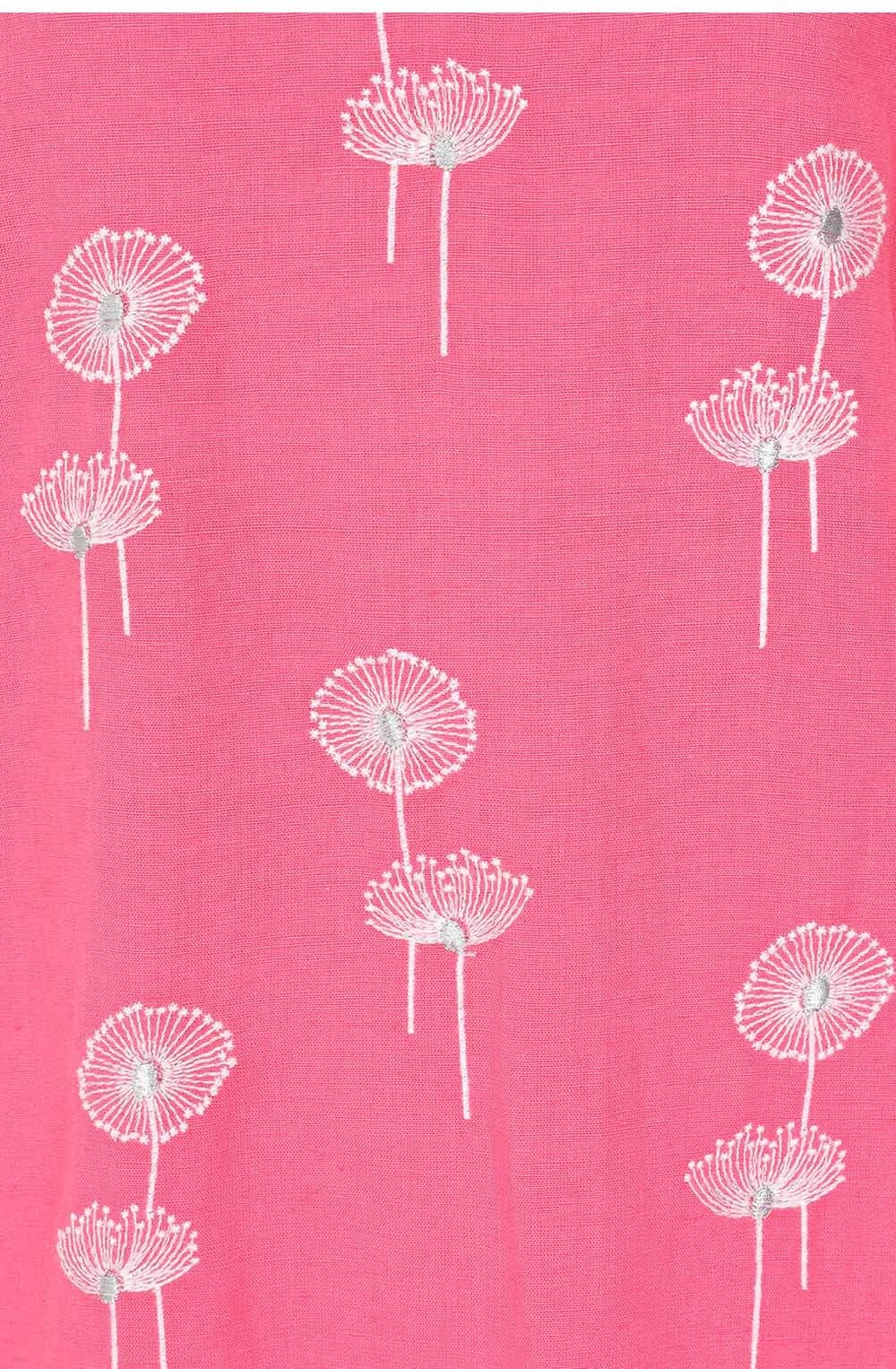 Hot Pink Dandelion Embroidered Dress