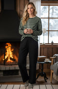 Khaki and Black Striped April Top