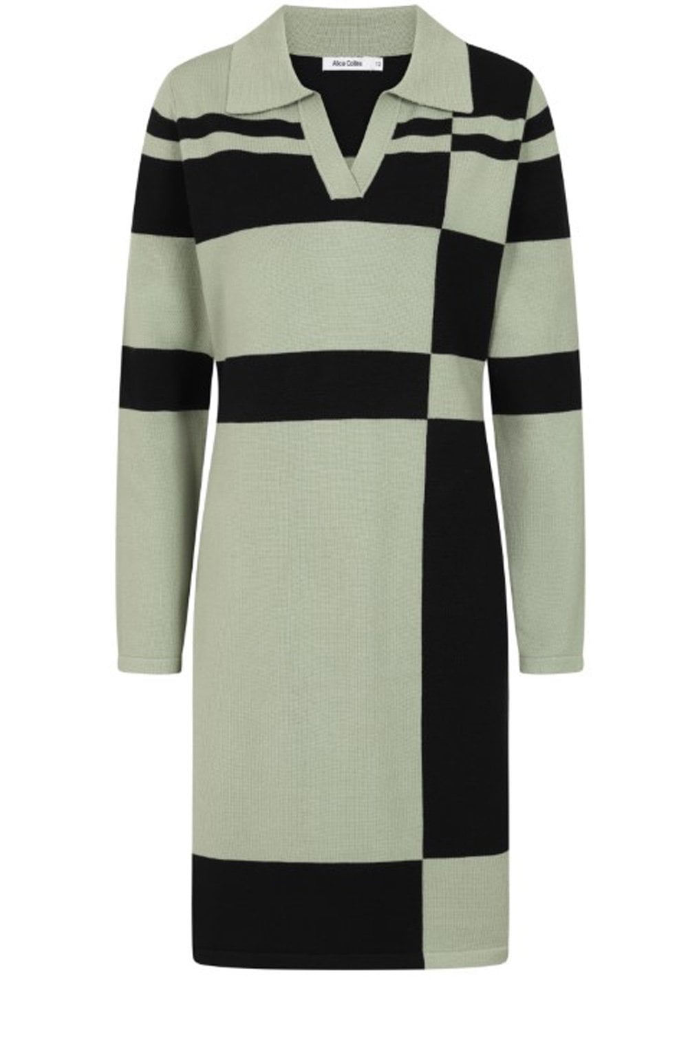 Khaki Ania Collared Knitted Dress