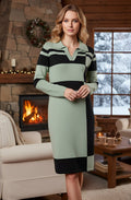 Khaki Ania Collared Knitted Dress