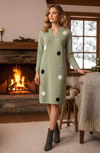 Khaki Polka Dot Polly Knitted Dress