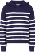 Midnight and White Padstow Hooded Pullover