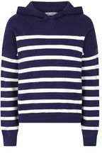 Midnight and White Padstow Hooded Pullover