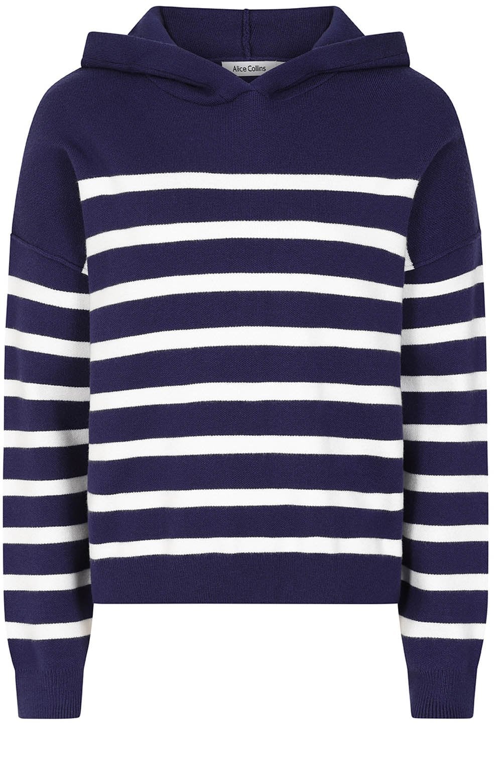 Midnight and White Padstow Hooded Pullover